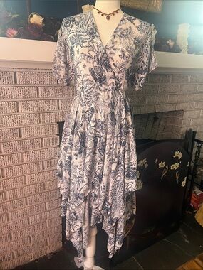 Lovestitch Navy Floral Wrap High-Low Dress